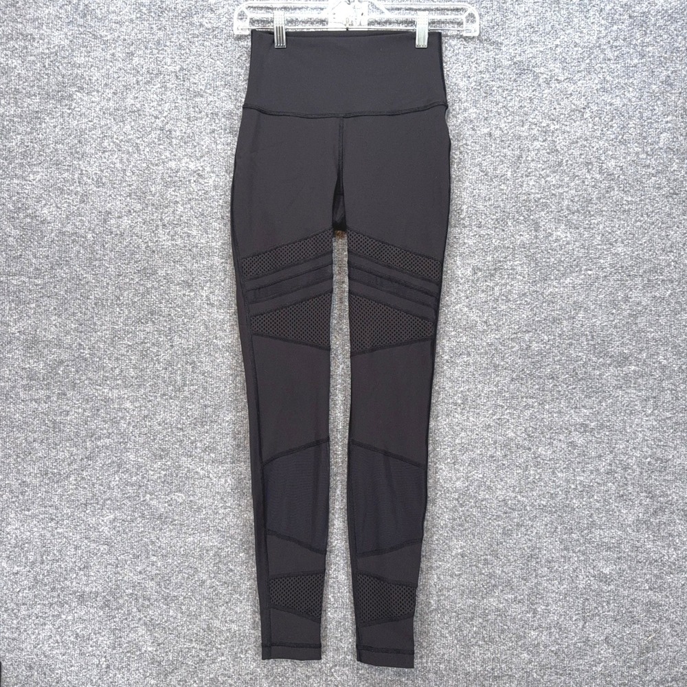 Lululemon High Times Pant Mesh Leggings Womens 4 Black Moto High Rise Workout